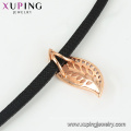 44359 xuping latest designs leather choker necklace for female fancy leaf shaped pendant necklace with magnetic clasp